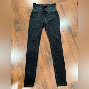 Spanx Pants Womens Medium Black Velvet Leggings Slim Stretch Comfort Shaping M